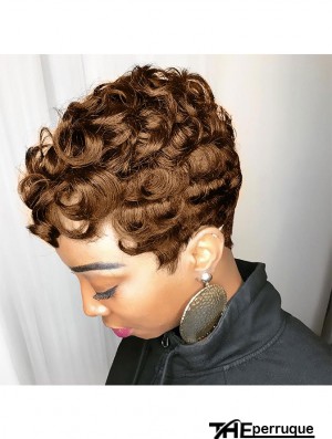 Perruque courte femme noire Auburn Brown Pixie cut perruque avec frange
