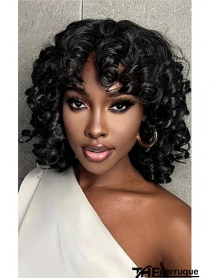 Perruque bouclée avec frange pour Femme Perruque synthétique pour femme afro - américaine