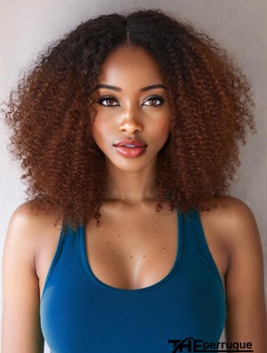 Perruque afro - américaine femme noire bombe africaine brun bizarre bouclé synthétique sans colle perruque 16 pouces