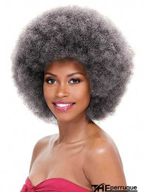 Perruque africaine bouclée grise pour femme unisexe, sans colle résistant à l'abrasion, grande élasticité, perruque synthétique d'apparence douce et naturelle