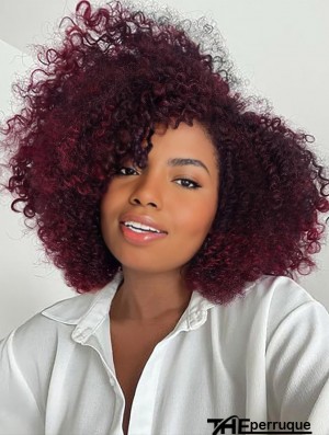 Perruque bouclée courte torsadée Bordeaux side part perruque africaine bomb Curl perruque