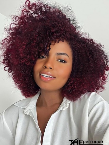 Perruque bouclée courte torsadée Bordeaux side part perruque africaine bomb Curl perruque