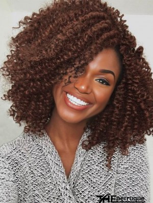 Perruques courtes kinky bouclées Perruque partie latérale marron Perruque afro bouclée résistante à la chaleur fibre synthétique