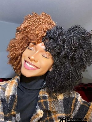 Perruque bouclée courte femme noire avec frange