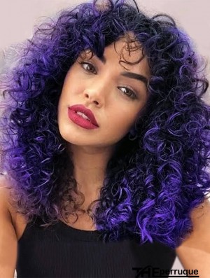 Perruque bouclée femme noire perruque africaine bouclée avec frange