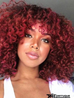 Perruque bouclée pour femmes perruque bouclée africaine tordue avec bande de cheveux synthétiques Bordeaux