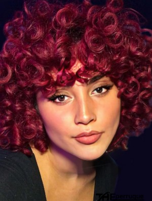 Perruque Afro Bouclée avec Frange - Cheveux Synthétiques Courts pour Femmes Noires