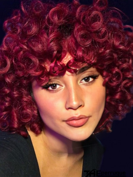 Perruque Afro Bouclée avec Frange - Cheveux Synthétiques Courts pour Femmes Noires