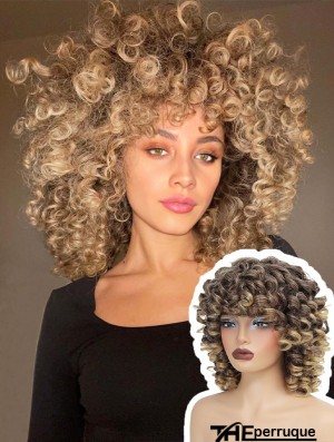 Perruque Afro Bouclée avec Frange - Cheveux Synthétiques Courts pour Femmes Noires