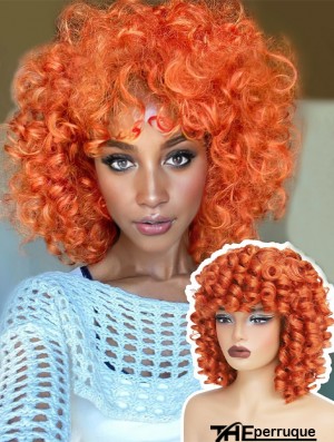Perruque Afro Bouclée avec Frange - Cheveux Synthétiques Courts pour Femmes Noires