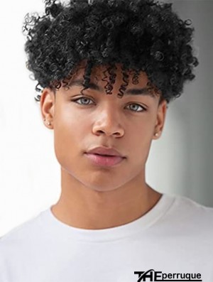 Perruque Afro Longue Bouclée avec Frange – Cheveux Synthétiques Volumineux et Rebondissants pour Hommes Noirs (Sans Colle) – Parfaite pour Cosplay et Quotidien