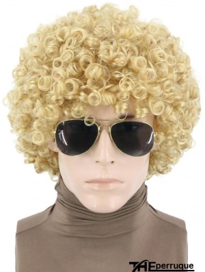 Perruque Afro Courte et Bouclée Blonde – Style Rock, Disco et Hippie pour Hommes et Femmes, Idéale pour Costumes