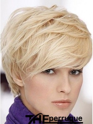 Blonde courte ligne droite Boycuts capless perruque boutique en ligne