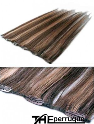 Clip de cheveux humains remy droit de haute qualité brun dans les extensions de cheveux