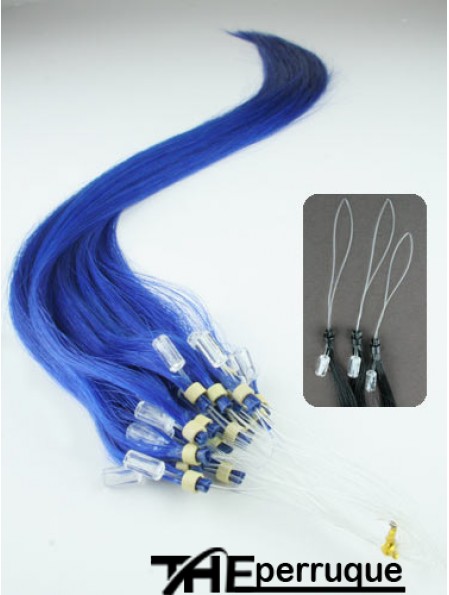 Rallonges de cheveux d'anneau de micro-boucle droite noires abordables