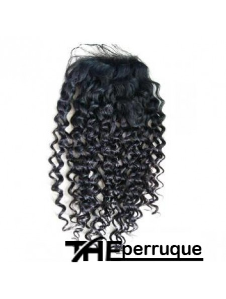 Longueur de couleur noire de style bouclé de fermetures de dentelle longue avec Remy