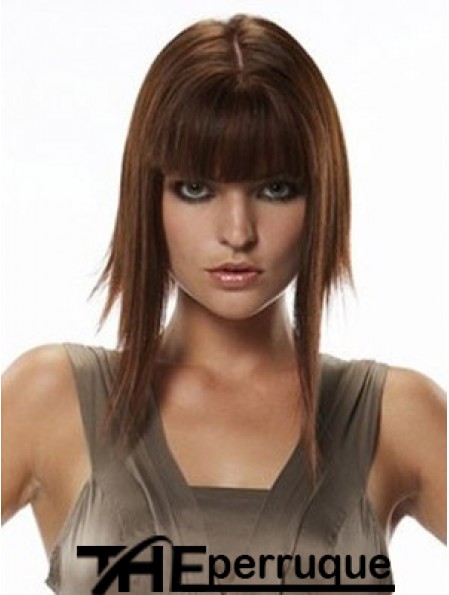 Postiches de cheveux humains Style droit Longue couleur Auburn