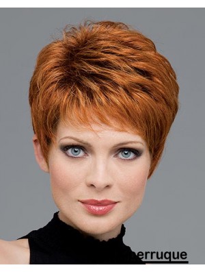 Perruques de cheveux humains avec une couleur ondulée capless style Auburn