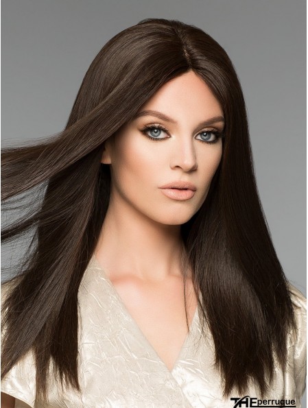 Perruque Cheveux Naturels Bruns Sans Frange 16  inch
