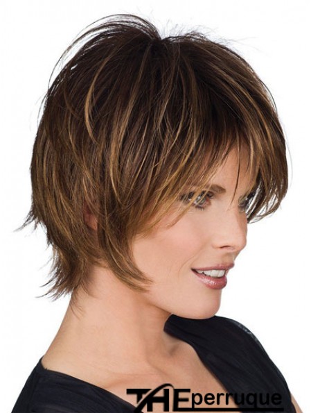 Vraies perruques de cheveux humains avec une longueur courte coupée en couches sans couches
