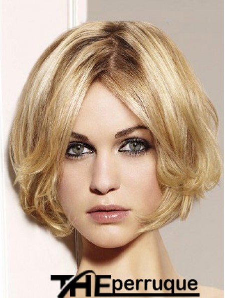 Blonde Bob Perruque Remy Human Chin Longueur Lace Front Ondulé Style