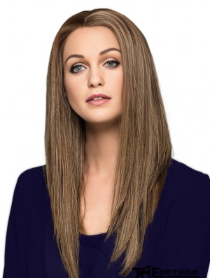 Blonde sans frange droite 18 pouces perruques de cheveux humains pour les femmes