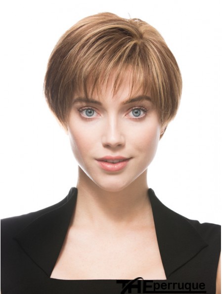 Monofilament humain 100% attaché à la main Boycuts Style droit de courte longueur