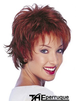 Perruques ondulées naturelles de cheveux humains avec la couleur rouge de longueur courte capless