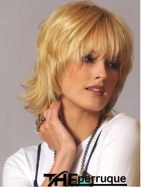Perruques ondulées de cheveux humains Style ondulé de couleur blonde avec capless