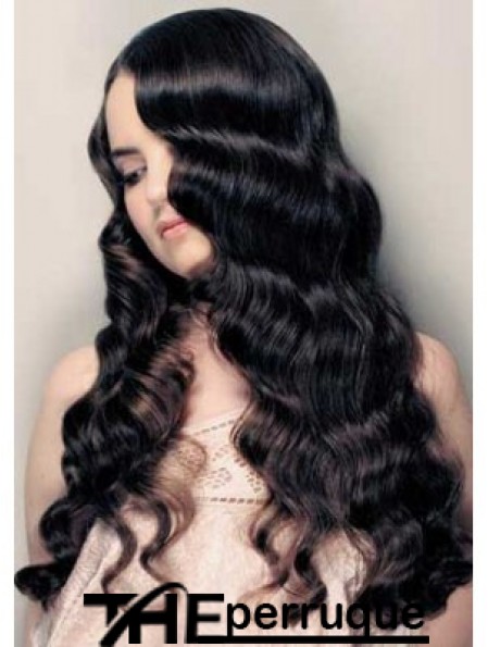 20  inchLace Front Long Black Curly Perruques de cheveux humains UK
