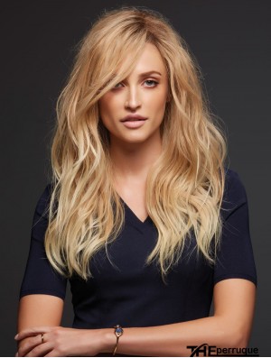 Remy Human 100% attaché à la main blonde ondulée monofilament cheveux Topper