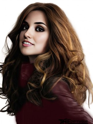 Perruque Monofilament Long Remy Human Wavy Brown 22 pouces