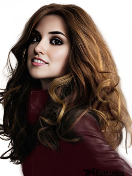 Perruque Monofilament Long Remy Human Wavy Brown 22 pouces