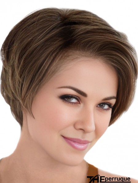 Perruques de cheveux humains Perruques avant de lacet abordables Monofilament Style droit Brun Couleur Perruques courtes