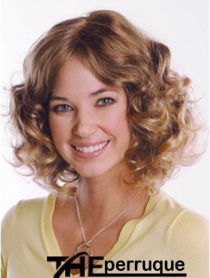 Synthétique Curly Chin Longueur Capless Curly Style Brown Color