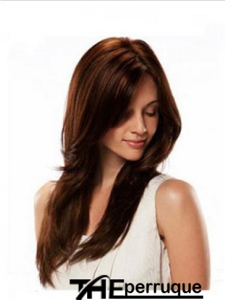 Perruque monofilament Cheveux humains Auburn Couleur Style droit Longueur longue