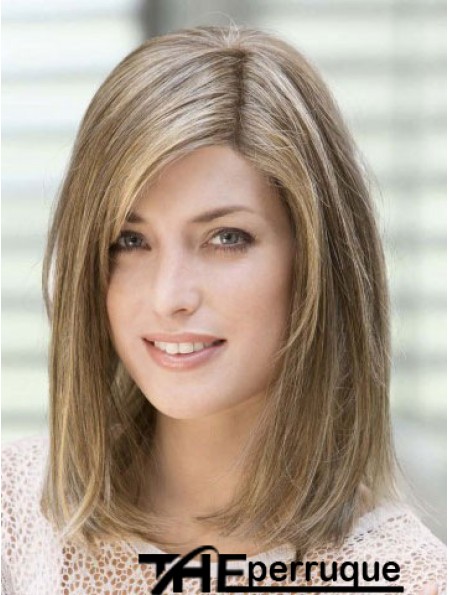 14 pouces de flexibilité blonde avec frange avant de lacet perruques de cheveux humains