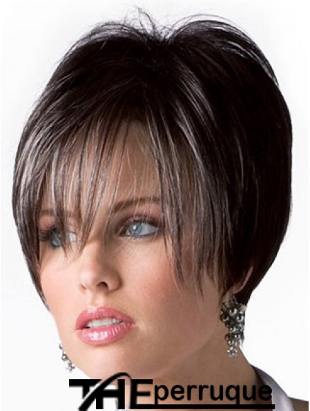 Boycuts Trendy Straight Brown Perruques de cheveux courts