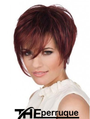 Cheveux humains Mono Top Piece Lace Front Longueur recadrée Couleur rouge