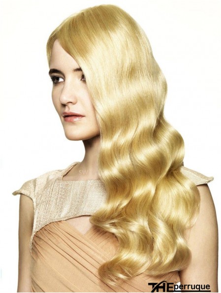 Sans frange Perruques de cheveux longs blonds ondulés à la mode