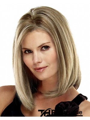 Longueur d'épaule droite Blonde 14 pouces Lace Front Perruques Bob en ligne