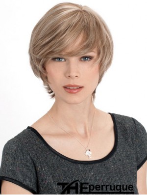Monofilament Straight Layered Chin Length 8 pouces Discount Perruques de cheveux humains