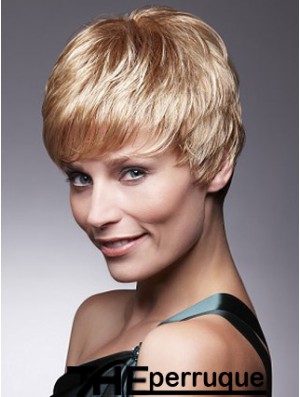 Perruque blonde courte avec des coupes en longueur remy capless