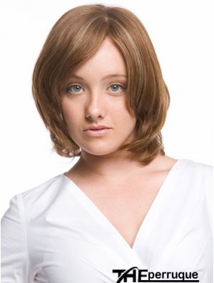 Monofilament ondulé avec frange longueur de menton perruques de cheveux humains confortables