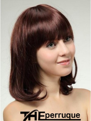 Perruques de Bob de longueur d'épaule avec le style droit Remy capless Auburn couleur