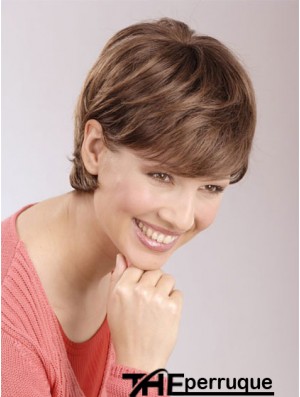 Remise 6 pouces Auburn Cropped Boycuts Droite Perruques En Dentelle