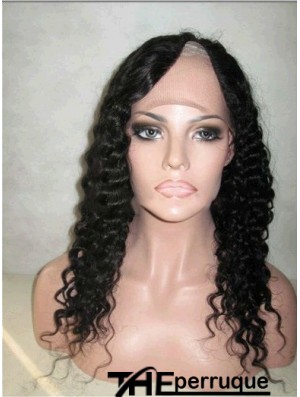 16 pouces Lace Front Curly Black Discount U Part Perruques