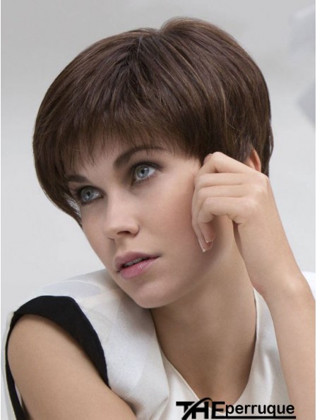 Sassy 6 pouces Brown Boycuts recadrée perruques de dentelle droite