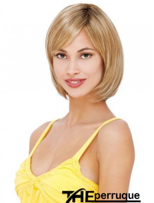 Perruques de cheveux humains mono glamour avant de dentelle blonde avec une longueur de menton