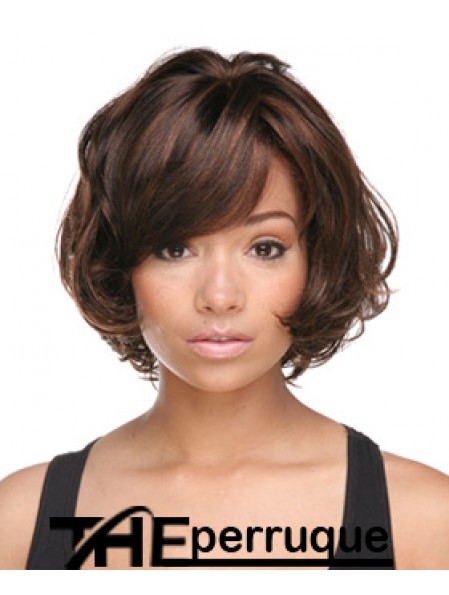 Auburn Chin Longueur Bobs Capless Styles de cheveux synthétiques pour femme noire